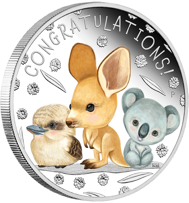 Australien 2023: Silbermünze "Herzlichen Glückwunsch zur Geburt"