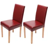 MCW Esszimmerstuhl Littau 2er-Set Leder Rot Helle Beine