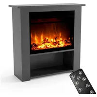 GLOW FIRE Elektrokamin THEBE LED Kamin mit Heizung, Standkamin, Elektrischer Kamin mit 3-fach Farbwechsler und Knisterfunktion grau