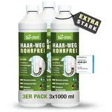 bio-chem Abflussreiniger EXTRA STARK 3x 1 L Profi Rohrreiniger, Geruchsneutral Rohrreiniger (Sparpaket, [- HAAR-WEG Abflussfrei 3x 1 l Chlorfrei und geruchsneutral – sicher in Anwendung) weiß