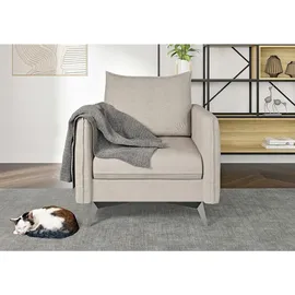 s-style möbel Sessel Azalea Luxusmikrofaser 70 x 70 x 70 cm Beige mit Wellenfederung