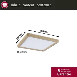 Paulmann Atria Shine 1 eckig 190x190mm 8W 1160lm Holzoptik/beige