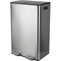 Spirella Mülleimer Mülltrennsystem 60 L (2x30 Liter) mit Inneneimer große Abfallbehälter Abfalleimer Treteimer Edelstahl Absenkautomatik - Silber