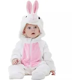 Jeamis Kinder Kostüm Karneval Tiger Hase Tieroutfit Cosplay Baby Schlafanzug Fasching (Hase, 80 (Körpergröße 69-78cm)) - 80 (Körpergröße 69-78cm)