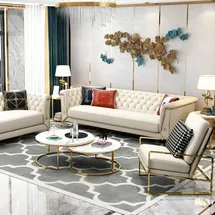 JV Möbel Garnitur Couch Polster Stoff Sofa Couchen Polster Sitz Chesterfield 3+2+2 Design