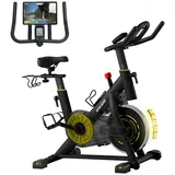 YAMO Speedbike YK10 Heimtrainer Fitnessbike mit LCD-Monitor, 120KG Belastbar, Heimtrainer Fahrrad mit leisem Riemenantrieb gelb|schwarz