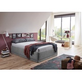 Westfalia Schlafkomfort Polsterbett »Texel«, Komforthöhe mit Zierkissen, Bettkasten bei Ausführung mit Matratze, grau
