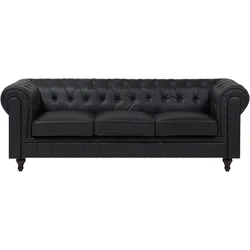 3-Sitzer Sofa Kunstleder schwarz CHESTERFIELD groß