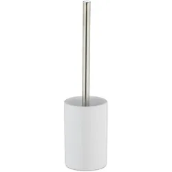 Relaxdays WC-Garnitur Keramik, WC-Bürstenhalter mit Toilettenbürste, wechselbarer Bürstenkopf, freistehend, 36 cm, weiß