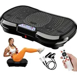 TLGREEN Vibrationsplatte Groß mit Ultra leiser Motor, 59x34x13 cm, mit 120 Stufen und 10 Modi, Fernbedienung, Rüttelplatte Sport für Ganzkörpertraining Lymphdrainage Muskelaufbau, Schwarz