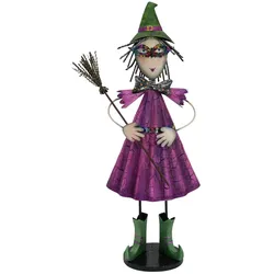 Kleine Hexe, Metall, 102cm, lila - Halloween Dekofigur - Handarbeit