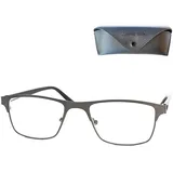 Metall Anti Blaulicht Brille Lesebrille mit rechteckigen Gläsern, Gratis Etui, Edelstahl Rahmen (Graphit), Eckige Blaulichtfilter Brille Herren und Damen +1.5 Dioptrien - +1.5 Dioptrien (1er Pack)