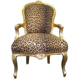 Casa Padrino Barock Salon Stuhl Leopard / Antik Stil Möbel