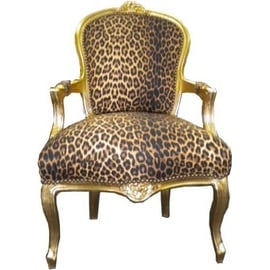 Casa Padrino Barock Salon Stuhl Leopard / Antik Stil Möbel