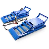 BITUXX® 2 Stück hydraulik Auto PKW KFZ Auffahrrampen Set mit Wagenheber hydraulisch Höhenverstellbar Wartungsrampe Hebebühne Rampe Auffahrrampe Auffahrbock Blau