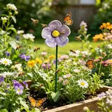 Bienentränke Keramik für Garten, 2 Stück 27cm Keramik Gartenstecker Vogeltränke, BienenblüTen Kerami, Schmetterling Vogelbad Futterstation Gartendekoration (Farbe 1)