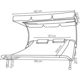 VCM Bindox Doppel-Gartenliege 200 x 180 x 137 cm creme inkl. Sonnendach