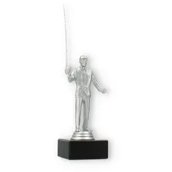 Pokal Kunststofffigur Baitcaster silbermetallic auf schwarzem Marmorsockel 26,0cm