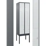 C+P Z-Spind Classic PLUS, Gestell, 4 Abteile, HxBxT 212x60x50cm, Zylinderschloss, Anthrazit/Hellgrau von PROREGAL