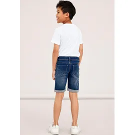 NAME IT Jeansshorts "NKMSILAS SLIM DNM L SHORT", Mädchen, Gr. 104, N-Gr, blau (medium, blau), Denim/Jeans, Obermaterial: 72% Baumwolle, 26% Polyester, 2% Elasthan, unifarben, slim fit kurz, Jeans Jeansshorts, Baumwollmischung, Stretch, Umschlagsaum, Topseller