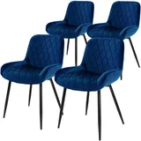 ML-Design 4er Set Esszimmerstühle Wohnzimmerstühle Küchenstuhl Dunkelblau Samt