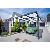 Gutta Premium Carport 3,09 x 5,62 m anthrazit inkl. Seitenwand, Regenrinne, Rückwand