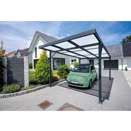 Gutta Premium Carport 3,09 x 5,62 m anthrazit inkl. Seitenwand, Regenrinne, Rückwand