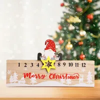 Hianjoo Weihnachten Adventskalender Holz 24 Tage, Holz Xmas Ornament, Weihnachtskalender Weihnachtsdeko, Holzleiste mit Verschiebbarer Tagesmarkierung [Weihnachtsmann Sitzend]