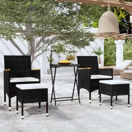 vidaXL Garten-Bistro-Set 5-tlg. Schwarz