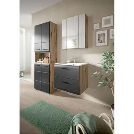 xonox.home Waschtisch mit Waschbecken Ice Nox Oak Nachbildung schwarz matt B/H/T: ca. 60x55x46 cm – Schwarz
