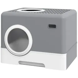 PawHut Katzentoilette, mit ausziehbarer Schublade und Schaufel, LxBxH: 52 x 41 x 38,5 cm - grau