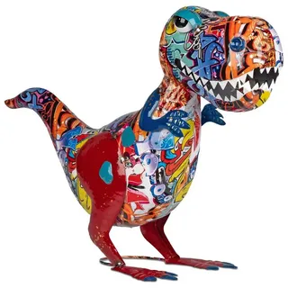 Formano Metall-Figur Dinosaurier Street-Art Design 51x 38 cm Handbemalt Glänzend Gartendeko In-Outdoor Skulptur Terrasse Balkon Deko Tier Figur Dekoration Außenbereich Witterungsbeständig Geschenk