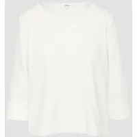 S.Oliver Strukturiertes Jersey-Sweatshirt mit V-Ausschnitt und 3/4-Ärmeln, creme, 44