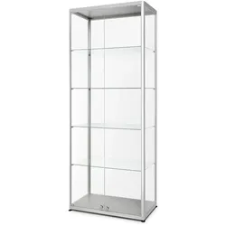 Showdown Displays Glasvitrine 800x2000x400 silber vorne verriegeln