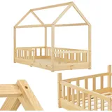 Juskys Kinderbett Marli 90 x 200 cm Kiefer massiv natur beige