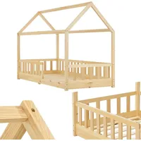 Juskys Kinderbett Marli 90 x 200 cm Kiefer massiv natur beige