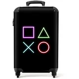 NoBoringSuitcases.com© Kinderkoffer Gaming - Neon - Jungen - Schwarz - Kind 55x35x20cm, 4 Rollen, Kinder Koffer Klein, Trolley Handgepäck bunt|schwarz 35 cm x 55 cm x 20 cm