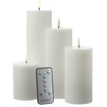 uYuni LED Kerzenset THEA Uyuni mit Batterien Fernb. 4er Set weiß