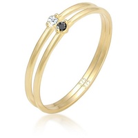 Elli DIAMONDS Solitär Schwarz Weiss Diamant (0.03 ct.) Gelbgold Ringe Damen