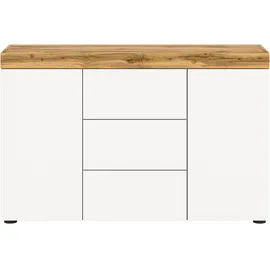 xonox.home Sideboard Sugar 125 x 80 x 37 cm Weiß / Eiche Wotan