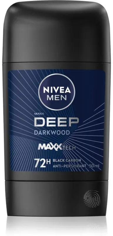 NIVEA MEN Deep festes Antitranspirant für Herren Black Carbon Dark Wood 50 ml