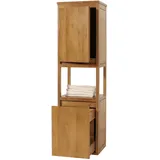 MCW Teak-Hochschrank MCW-M71, Badschrank Badregal Badezimmer, hochwertiges B-Grade-Teak (Kernholz, 20-30 Jahre), 141x41x36cm