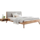 Hasena Massivholzbett Simone, Kernbuche, Polsterkopfteil, zwei verschiedene Liegehöhen erhältlich beige 186 cm x 200 Holz Braun