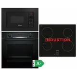 Bosch Einbau Sparset -Backofen Teleskop + einbau Mikrowelle+ Kochfeld Induktion