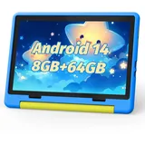 Cheerjoy Kinder Tablet 10 Zoll Android 14 Tablet für Kinder im Alter von 3-12 Jahren, Octa-Core, 8+64GB(TF 1TB), Kindersicherung, vorinstalliertes KIDOZ, 5G WiFi Tablet PC mit stoßfester Hülle-Blau