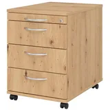 bümö Rollcontainer mit Schubladen, Container abschließbar aus Holz in Asteiche - Rollwagen für's Büro als Schreibtisch Unterschrank, Bürocontainer