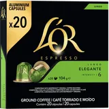 L'OR Lungo Elegante 6, Kaffeekapseln Nespresso®* kompatibel (20 Kaffeepads), fruchtig, Intensität 6/11