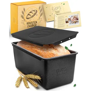 KRUSTENZAUBER Brotbackform mit Deckel – Kastenform Brot aus Kohlenstoffstahl für perfekte Hitzeverteilung bis 260°C, Ideal für Sauerteig & Kastenbrote, Antihaft Backform für gleichmäßige Kruste & Form