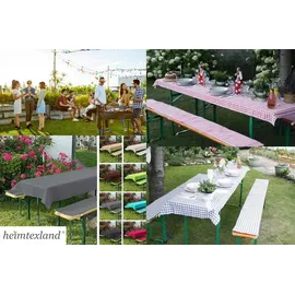 heimtexland ® Hussen Set 3-teilig Bierzeltgarnitur 1x Tischhusse Biertisch 2x Bankhusse Bierbank Tischdeko Typ860 Weiß 50x220 cm - Weiß