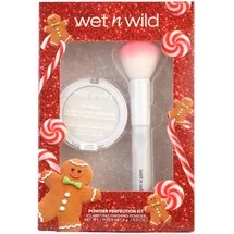 wet n wild Powder Perfection Kit, Make-Up Geschenkset mit Transparentem Gesichtspuder + Pinsel für ein mattes Finish